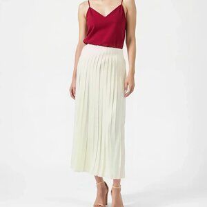 NWT Vintage Pierre Cardin Ivory Cream White Pleated Minimalist Neutral Skirt M